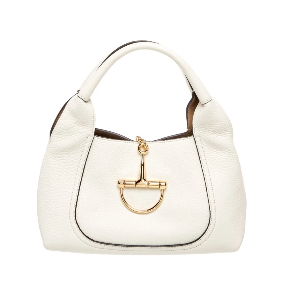 Gucci Softbit Textured White Leather Handbag